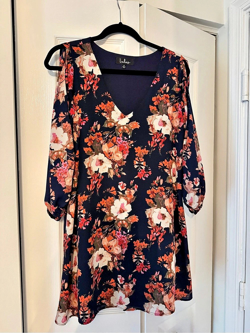 lulus Shifting Dears Navy Blue Floral Print Dress Floral Mini Dress Black & Pink